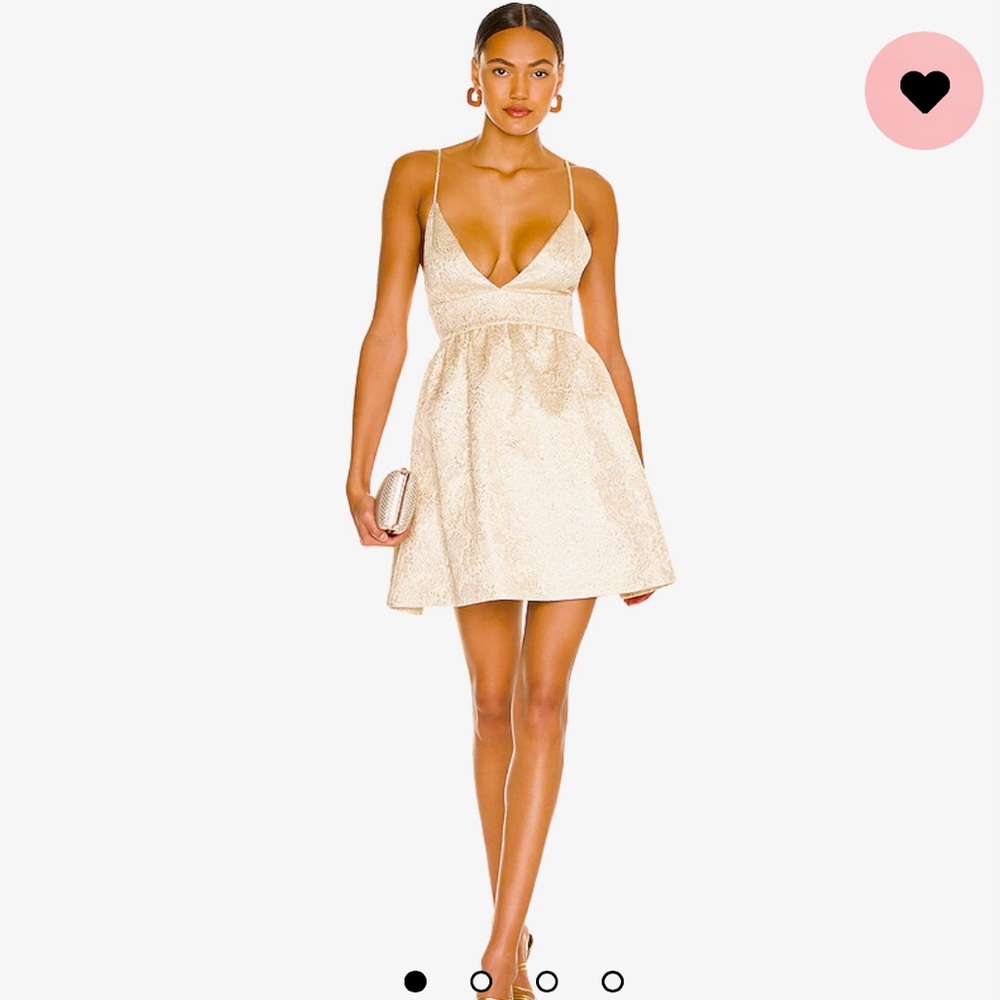 Alice + Olivia Foley Curved Waist Party Dress in Gold